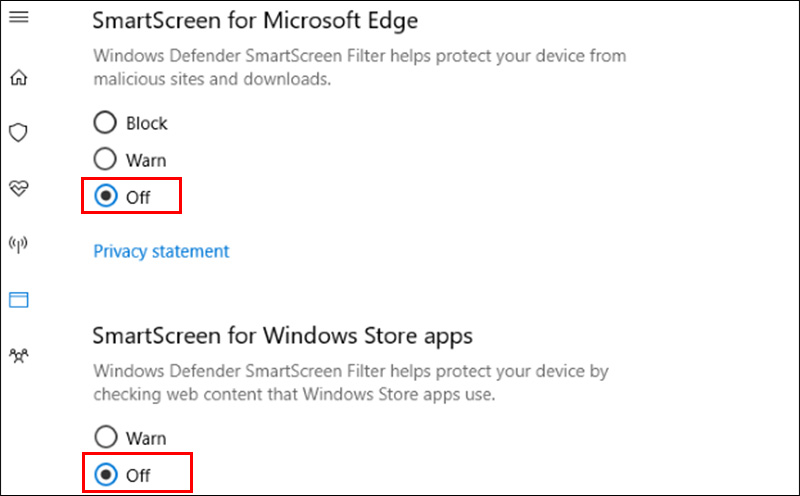 Tắt Smartscreen cho Microsoft Edge v&agrave; Windows Store 
